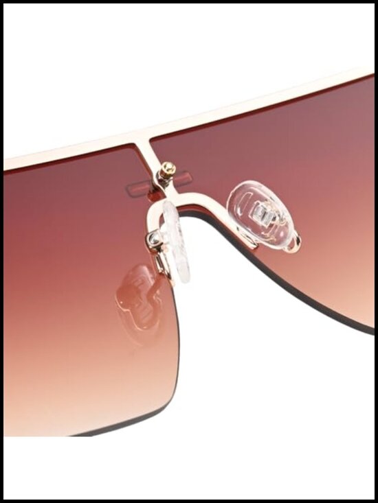 Oversized Polarized Rimless Shield Sunglasses UV400